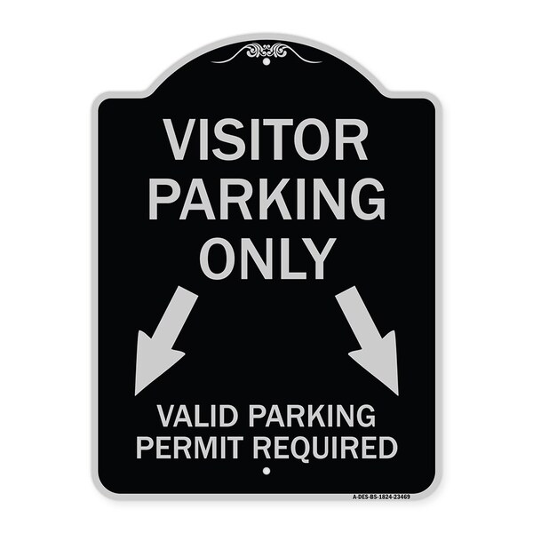Parking Area Visitors Parking Only Valid Parking Permit Required with Both Side Down, BS-1824-23469